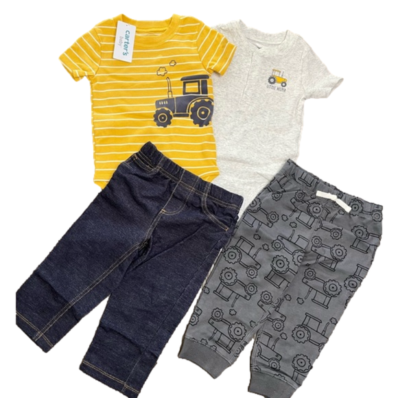 Carter's Other - Carter’s Boys Tractor Onesis Pants 4 Piece Set Size 12 Month’s NEW